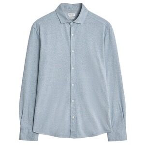 Brunello Cucinelli Men's Light Blue Leisure Fit Linen Blend Button Up Shirt M